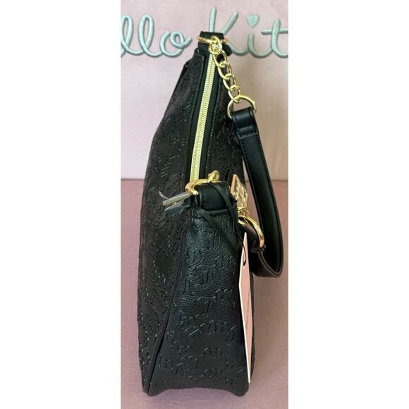 Juicy Couture Liquorice Statement Shoulder Bag Gold Hardware Textured Logo NWT - Picture 6 of 8